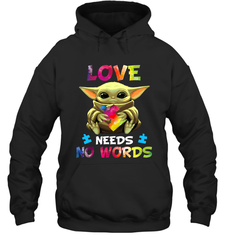 Baby Yoda Autism Awareness love needs no words Hoodie - kambletee Baby Yoda Autism Awareness love needs no words Hoodie - kambletee