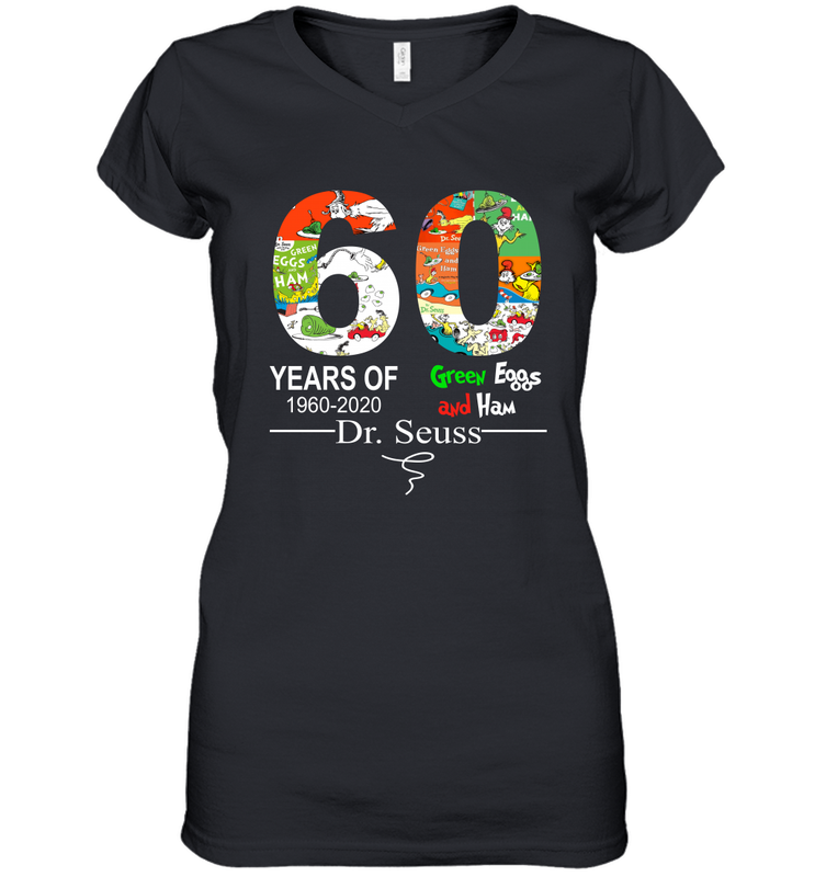 60 years of 1960 2020 Green Eggs and Ham Dr. Seuss Women's V-Neck - kambletee 60 years of 1960 2020 Green Eggs and Ham Dr. Seuss Women's V-Neck - kambletee