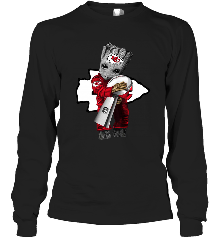Baby Groot Kansas City Chiefs Hug Super Bowl Champions Long Sleeve T-Shirt - kambletee Baby Groot Kansas City Chiefs Hug Super Bowl Champions Long Sleeve T-Shirt - kambletee