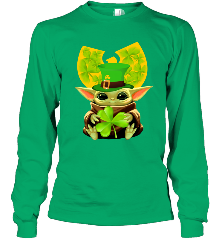 Wu Tang Clan baby Yoda hug Irish clover Long Sleeve T-Shirt - kambletee Wu Tang Clan baby Yoda hug Irish clover Long Sleeve T-Shirt - kambletee