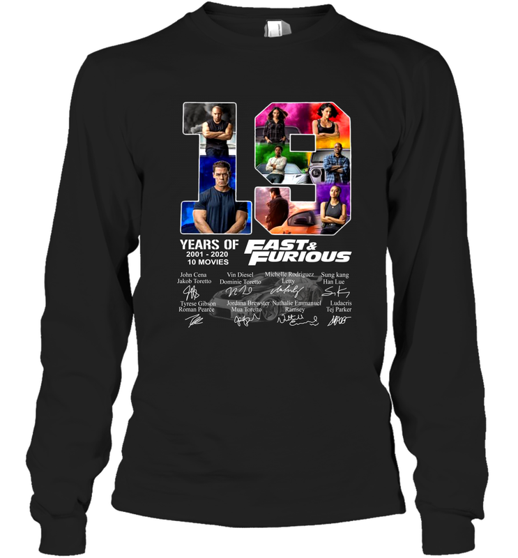 19 years of Fast and Furious 2001 2020 10 movies signatures Long Sleeve T-Shirt - kambletee 19 years of Fast and Furious 2001 2020 10 movies signatures Long Sleeve T-Shirt - kambletee