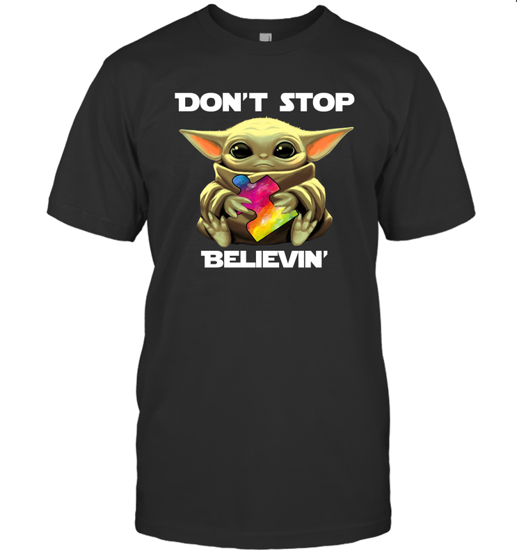 Baby Yoda Autism Awareness dont stop believin Men's T-Shirt - kambletee Baby Yoda Autism Awareness dont stop believin Men's T-Shirt - kambletee