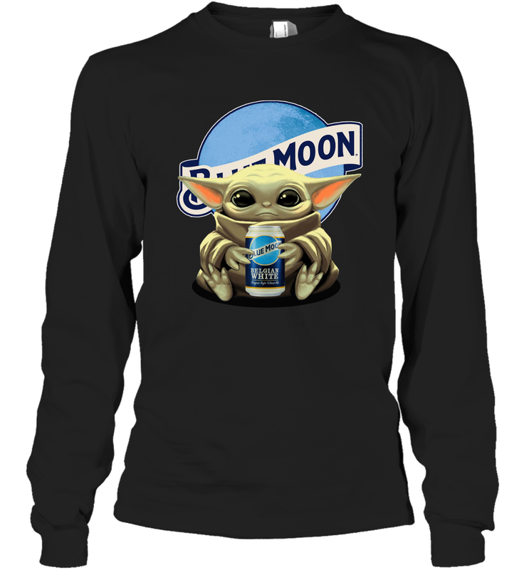 Yoda hug Blue Moon Long Sleeve T-Shirt - kambletee Yoda hug Blue Moon Long Sleeve T-Shirt - kambletee