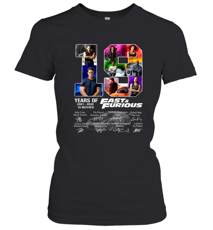 19 years of Fast and Furious 2001 2020 10 movies signatures Women's T-Shirt - kambletee 19 years of Fast and Furious 2001 2020 10 movies signatures Women's T-Shirt - kambletee