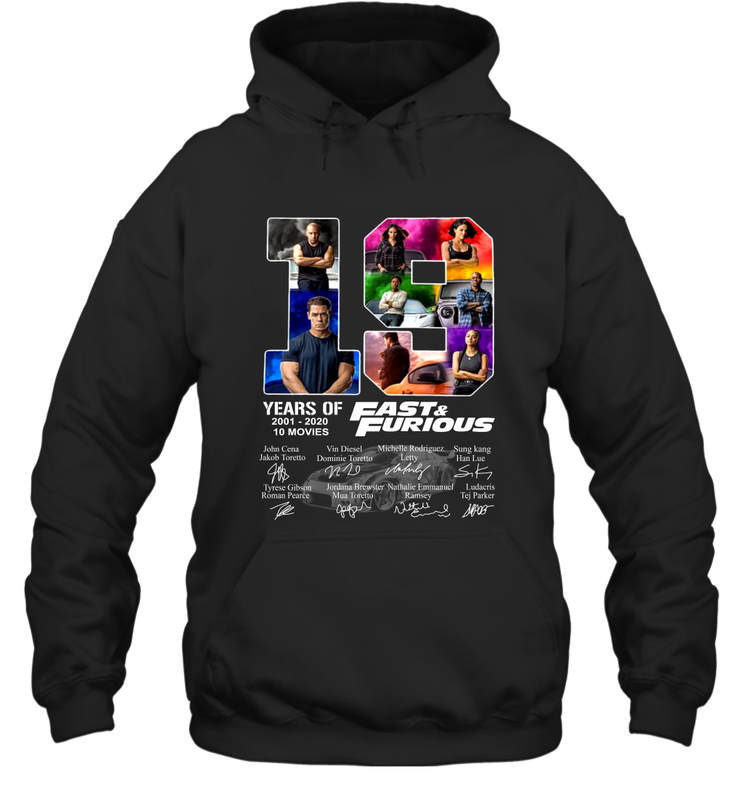 19 years of Fast and Furious 2001 2020 10 movies signatures Hoodie - kambletee 19 years of Fast and Furious 2001 2020 10 movies signatures Hoodie - kambletee