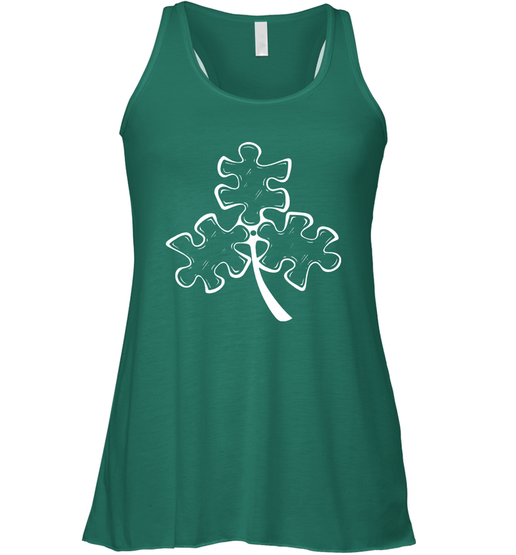 Autism shamrock St Patrick's day Racerback Tank - kambletee Autism shamrock St Patrick's day Racerback Tank - kambletee