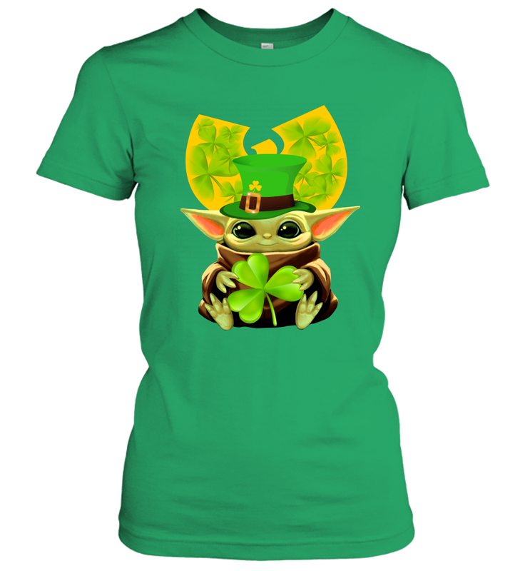 Wu Tang Clan baby Yoda hug Irish clover Women's T-Shirt - kambletee Wu Tang Clan baby Yoda hug Irish clover Women's T-Shirt - kambletee