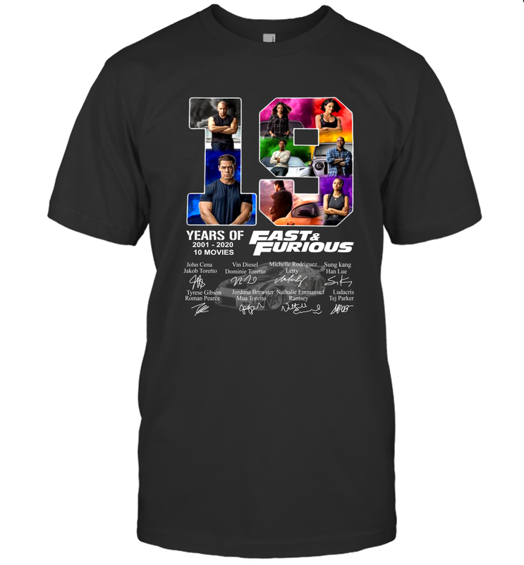 19 years of Fast and Furious 2001 2020 10 movies signatures Men's T-Shirt - kambletee 19 years of Fast and Furious 2001 2020 10 movies signatures Men's T-Shirt - kambletee
