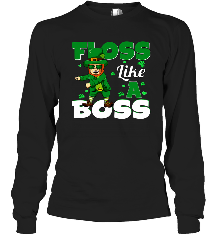 St Patrick's day Leprechaun floss like a boss Long Sleeve T-Shirt - kambletee