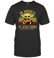 Star Wars Baby Yoda hug Multiple Sclerosis Awareness in March Men's T-Shirt - kambletee