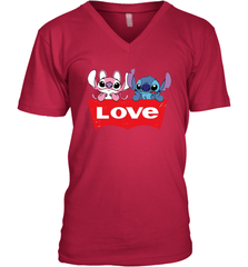 Stitch and Angel love Levi's logo Men's V-Neck - kambletee