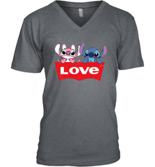 Stitch and Angel love Levi's logo Men's V-Neck - kambletee