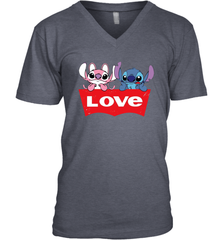 Stitch and Angel love Levi's logo Men's V-Neck - kambletee