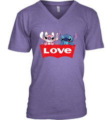 Stitch and Angel love Levi's logo Men's V-Neck - kambletee