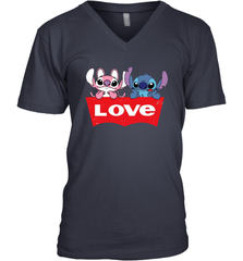 Stitch and Angel love Levi's logo Men's V-Neck - kambletee