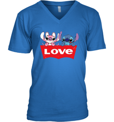 Stitch and Angel love Levi's logo Men's V-Neck - kambletee