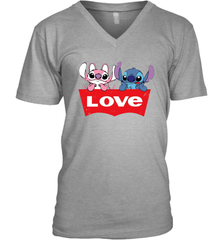 Stitch and Angel love Levi's logo Men's V-Neck - kambletee