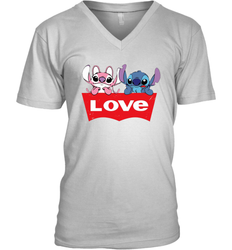 Stitch and Angel love Levi's logo Men's V-Neck - kambletee
