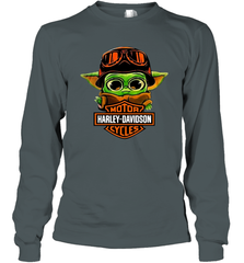 Star Wars Baby Yoda Motor Harley Davidson Cycles Long Sleeve T-Shirt - kambletee