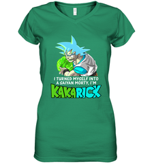 Kakarick I turned myself into a saiyan Rick And Morty Women's V-Neck - kambletee
