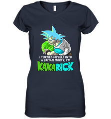 Kakarick I turned myself into a saiyan Rick And Morty Women's V-Neck - kambletee