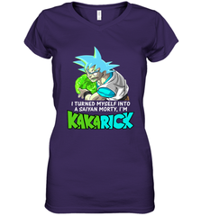 Kakarick I turned myself into a saiyan Rick And Morty Women's V-Neck - kambletee