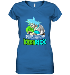 Kakarick I turned myself into a saiyan Rick And Morty Women's V-Neck - kambletee