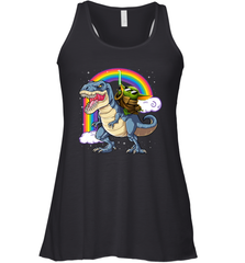 Star Wars Baby Yoda riding Dinosaur rainbow Racerback Tank - kambletee
