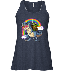 Star Wars Baby Yoda riding Dinosaur rainbow Racerback Tank - kambletee