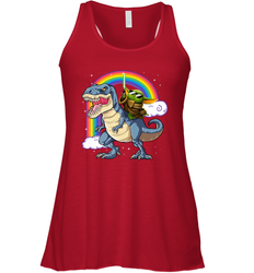 Star Wars Baby Yoda riding Dinosaur rainbow Racerback Tank - kambletee
