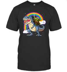 Star Wars Baby Yoda riding Dinosaur rainbow Men's T-Shirt - kambletee