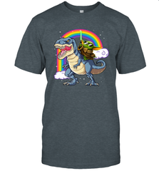 Star Wars Baby Yoda riding Dinosaur rainbow Men's T-Shirt - kambletee