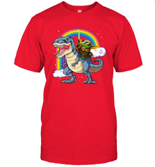 Star Wars Baby Yoda riding Dinosaur rainbow Men's T-Shirt - kambletee