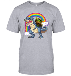 Star Wars Baby Yoda riding Dinosaur rainbow Men's T-Shirt - kambletee
