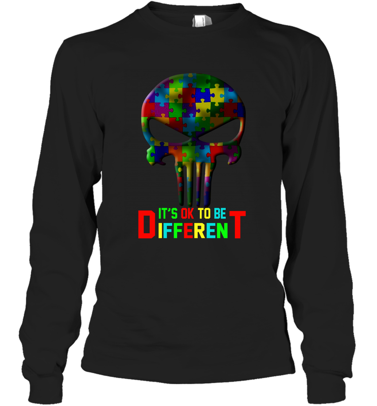 Skull it is ok to be different Long Sleeve T-Shirt - kambletee