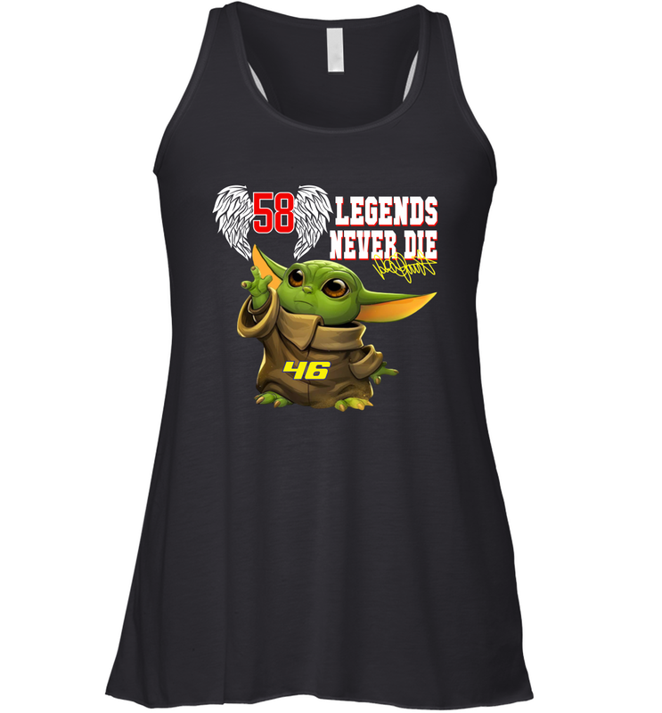 Baby Yoda Valentino Rossi Legends Never Die Racerback Tank - kambletee