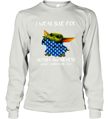 Baby Yoda I Wear Blue For Autism Awareness Long Sleeve T-Shirt - kambletee