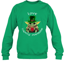 Baby Yoda hug St Patricks Day Irish love loyalty friendship Sweatshirt - kambletee