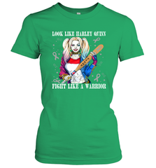 Harley Quinn Fight Like A Warrior Cervical Cancer Awareness Women's T-Shirt - kambletee