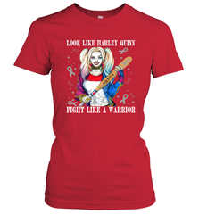 Harley Quinn Fight Like A Warrior Cervical Cancer Awareness Women's T-Shirt - kambletee