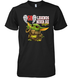 Baby Yoda Valentino Rossi Legends Never Die Premium Men's T-Shirt - kambletee