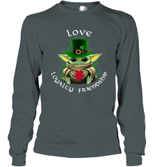 Baby Yoda hug St Patricks Day Irish love loyalty friendship Long Sleeve T-Shirt - kambletee
