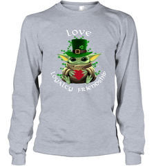 Baby Yoda hug St Patricks Day Irish love loyalty friendship Long Sleeve T-Shirt - kambletee