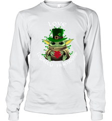 Baby Yoda hug St Patricks Day Irish love loyalty friendship Long Sleeve T-Shirt - kambletee
