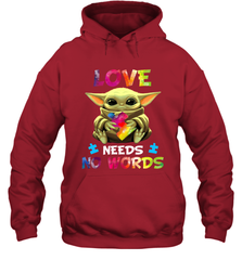 Baby Yoda Autism Awareness love needs no words Hoodie - kambletee