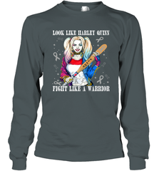 Harley Quinn Fight Like A Warrior Cervical Cancer Awareness Long Sleeve T-Shirt - kambletee