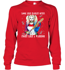 Harley Quinn Fight Like A Warrior Cervical Cancer Awareness Long Sleeve T-Shirt - kambletee