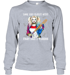 Harley Quinn Fight Like A Warrior Cervical Cancer Awareness Long Sleeve T-Shirt - kambletee