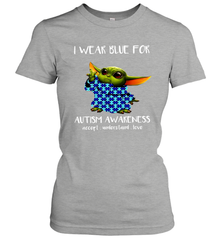 Baby Yoda I Wear Blue For Autism Awareness Women's T-Shirt - kambletee