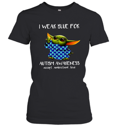 Baby Yoda I Wear Blue For Autism Awareness Women's T-Shirt - kambletee